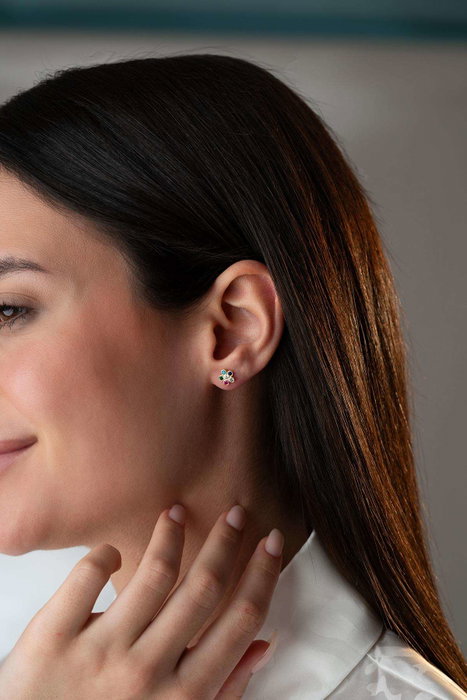 Heliophilia Silver Pendientes de Plata de Ley con Recubrimiento de Oro